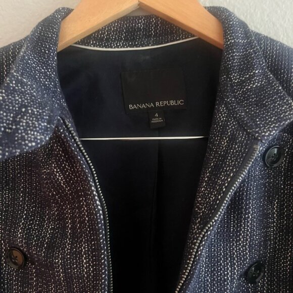 Banana Republic Tweed Military-Style Jacket size 4 - Picture 2 of 4